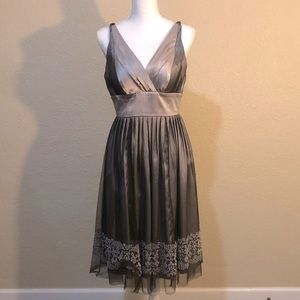 Nightway silver evening dress with beading, size 6